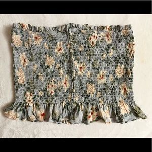 Floral smocked ruffle tube top!